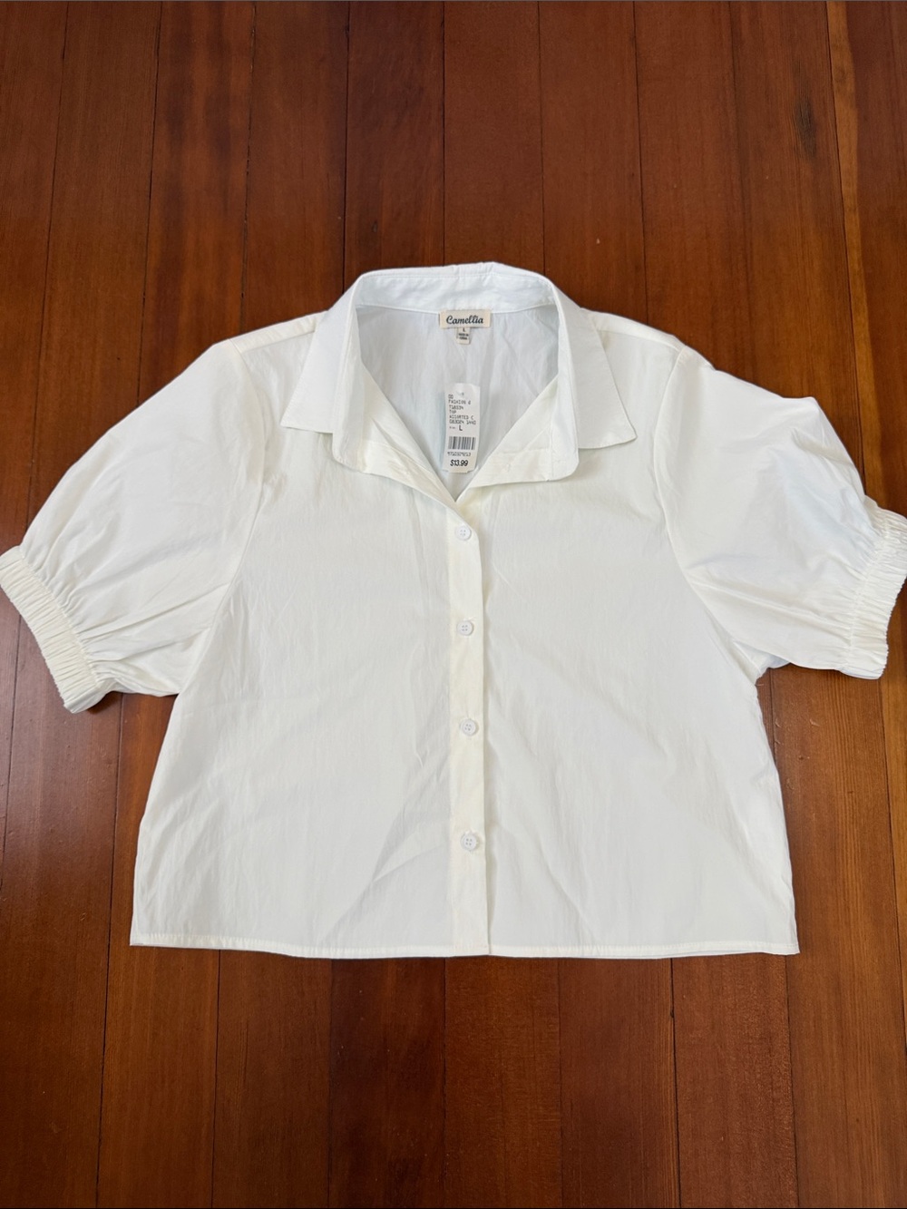 Carmelita White Short-Sleeve Button-Down Shirt
